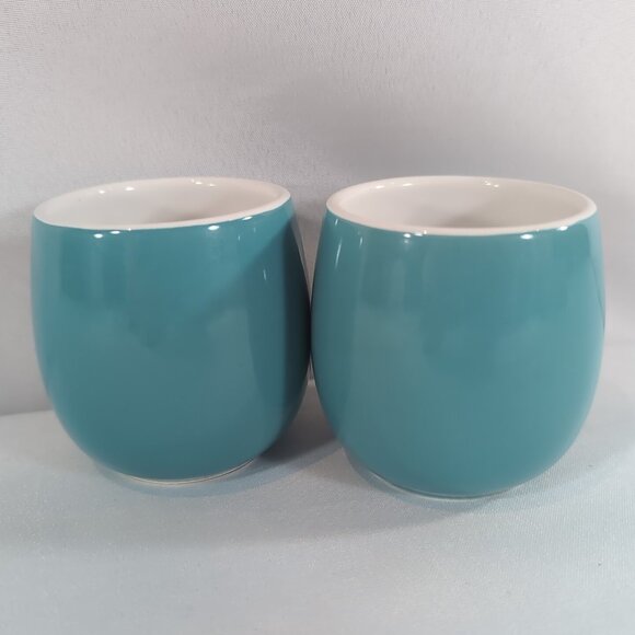 David's Tea 2 Set Demitasse Bubble Cups Mugs Aqua Blue Ceramic Coffee Tea Lot - Picture 8 of 12